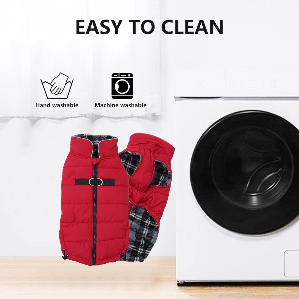 Dog Winter Warm Coat Jacket, Windproof Snowproof, Pet Outdoor Jacket for Small to Large Dogs - Red - XXL