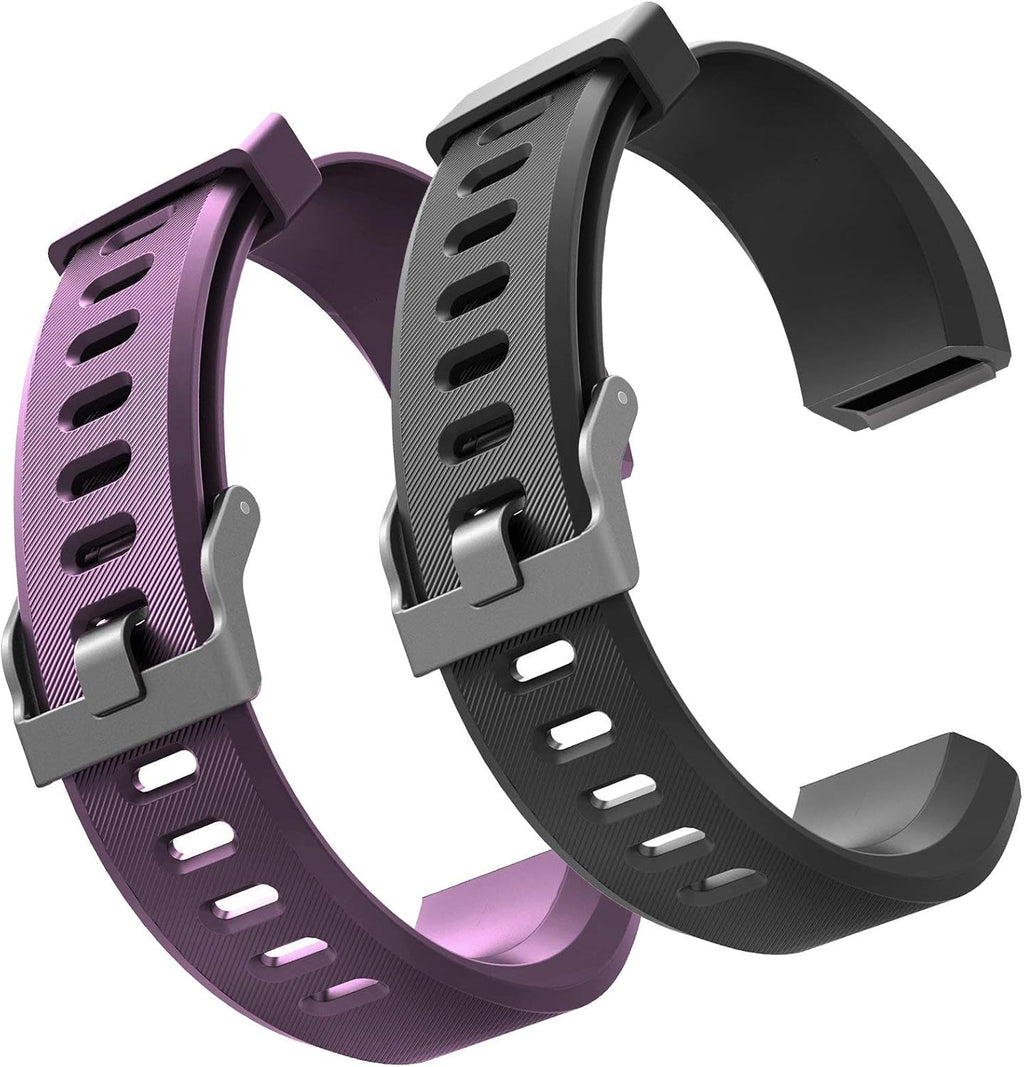 Id115Plus HR Very Fit Pro Bands Replacement Strap for Veryfitpro, Letscom, Lintelek Fitness Trackers - Purple and Black